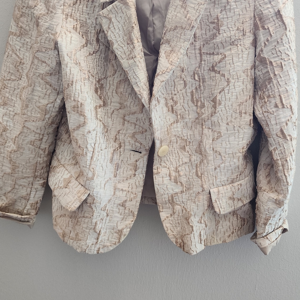 Harve Benard Cream and Brown Textured Blazer